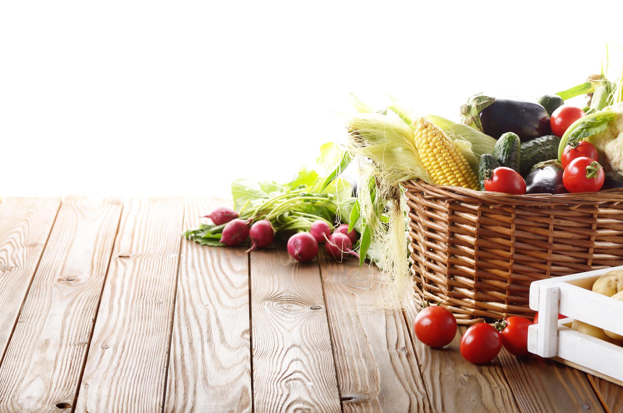 Local market produce on wooden table