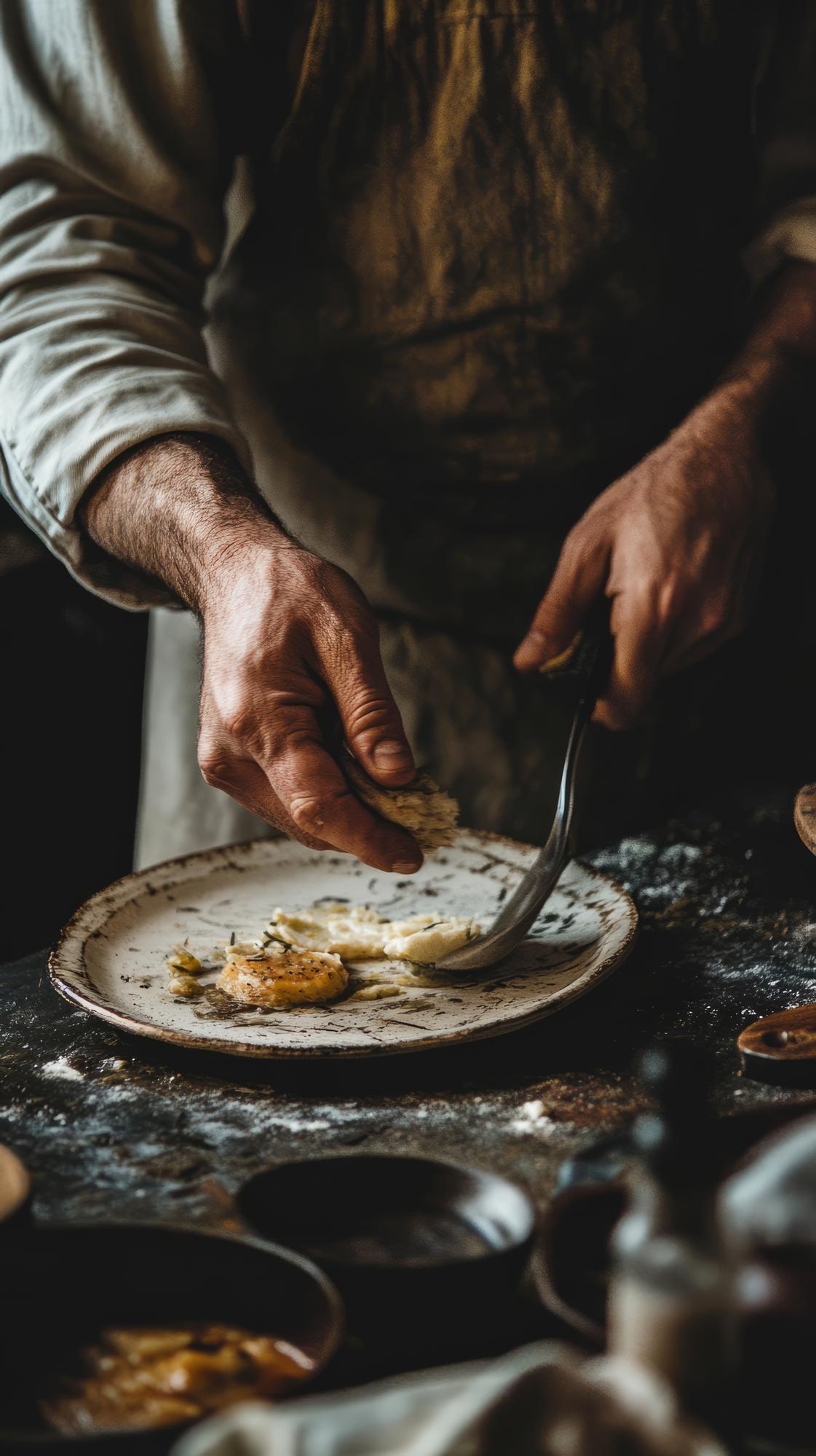Instructor arranging plated dish
